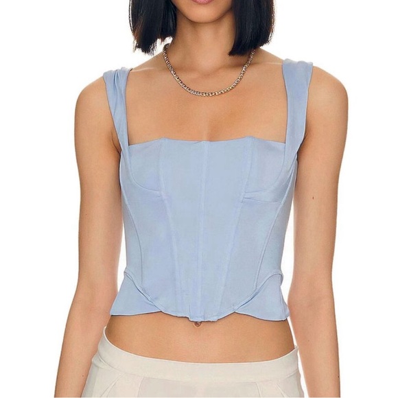 NWT FREE PEOPLE x HAH Knock Out Corset boudoir Top Size XL Blue Periwinkle - Picture 1 of 12